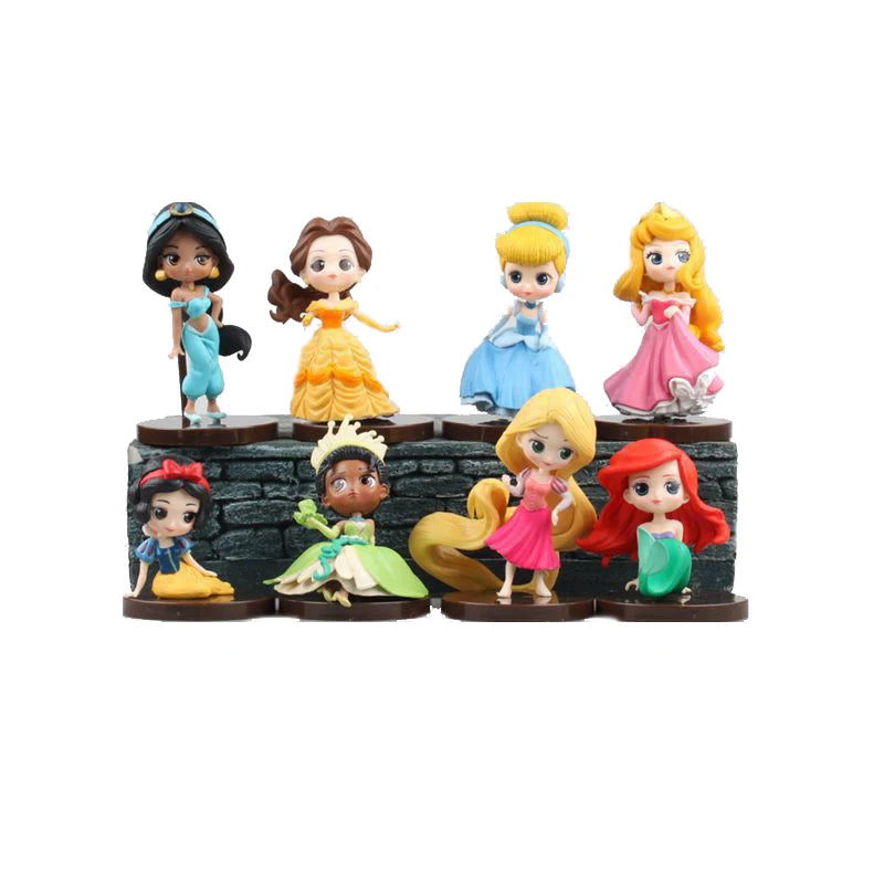 Disney high quality 8Pcs/Set Kawaii Q Snow White Princess Action Figure Ariel Belle Rapunzel Mermaid Toys Models Girls gift - Slobuy