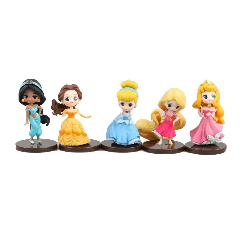 Disney high quality 8Pcs/Set Kawaii Q Snow White Princess Action Figure Ariel Belle Rapunzel Mermaid Toys Models Girls gift - Slobuy