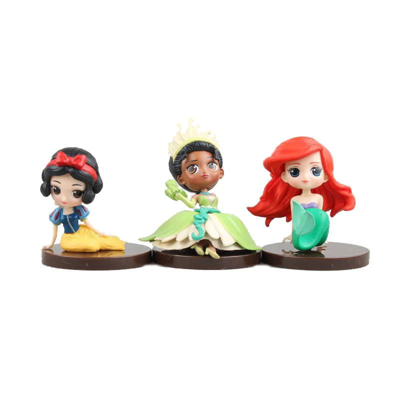 Disney high quality 8Pcs/Set Kawaii Q Snow White Princess Action Figure Ariel Belle Rapunzel Mermaid Toys Models Girls gift - Slobuy