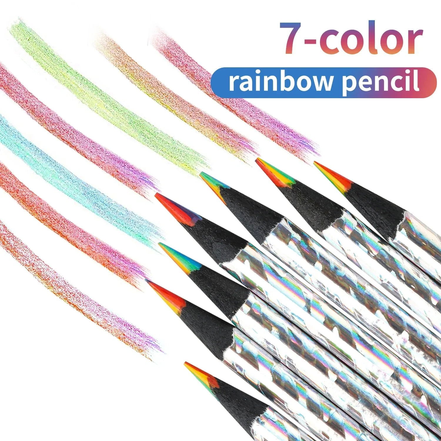 12pcs/Set Kawaii Rainbow Pencil 7 Colors Concentric Gradient Crayons Kids Gift Colored Pencils Art Painting Drawing Stationery - Slobuy