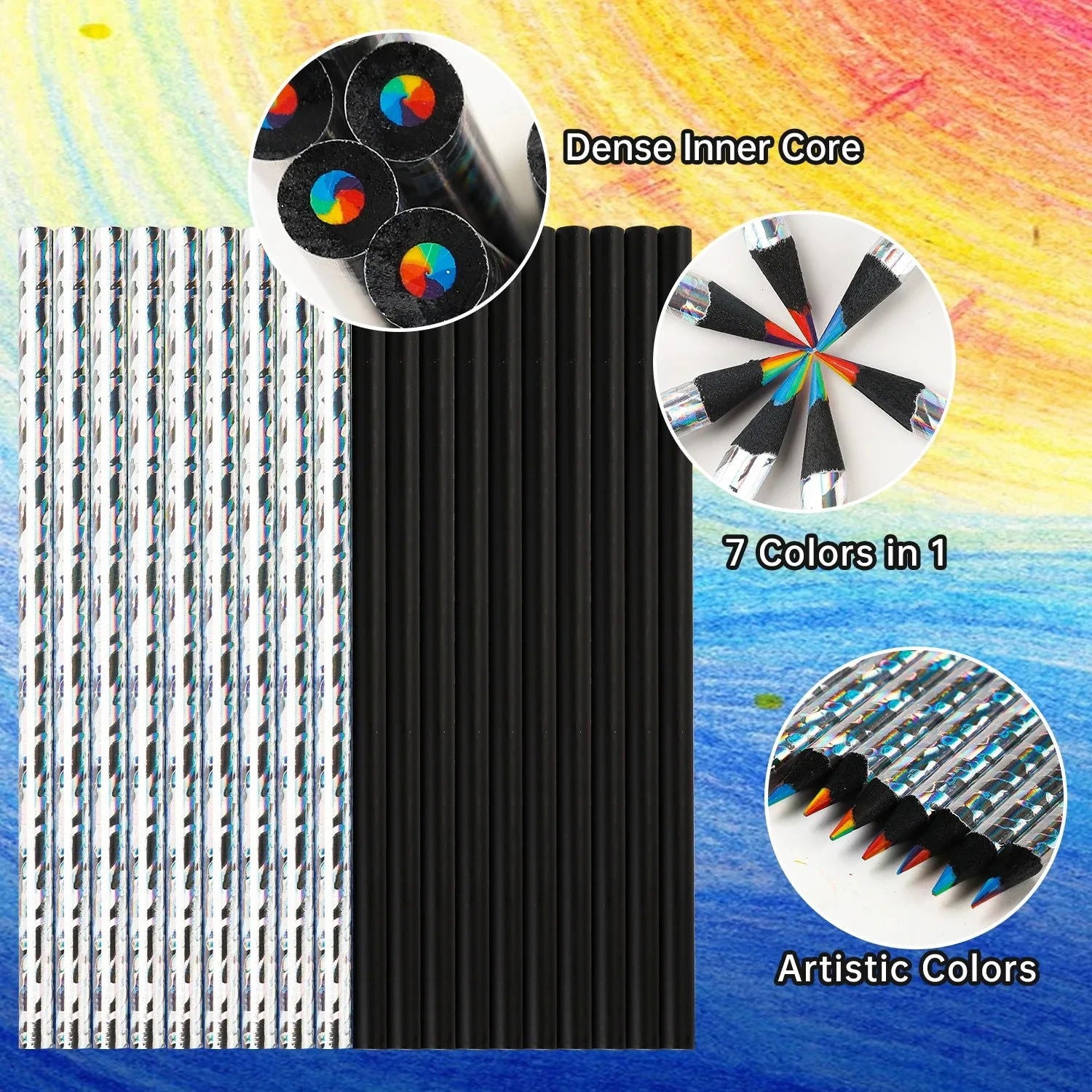 12pcs/Set Kawaii Rainbow Pencil 7 Colors Concentric Gradient Crayons Kids Gift Colored Pencils Art Painting Drawing Stationery - Slobuy
