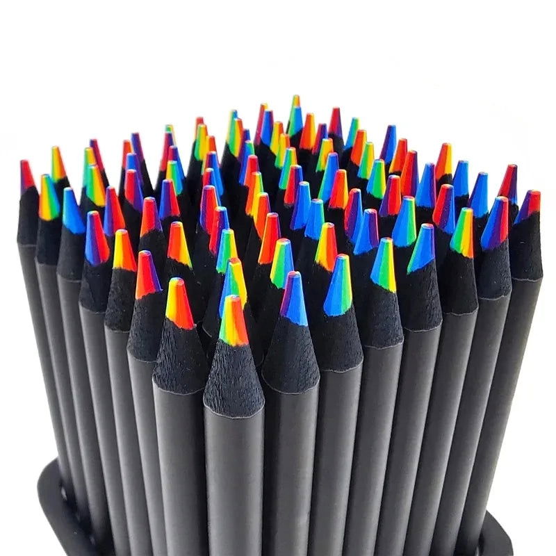 12pcs/Set Kawaii Rainbow Pencil 7 Colors Concentric Gradient Crayons Kids Gift Colored Pencils Art Painting Drawing Stationery - Slobuy