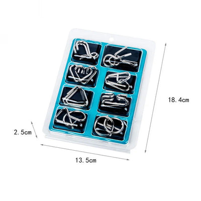 8pcs/Set Materials Metal Montessori Puzzle Wire IQ Mind Brain Teaser Puzzles for Children Adults Anti-Stress Reliever Toys Gifts - Slobuy