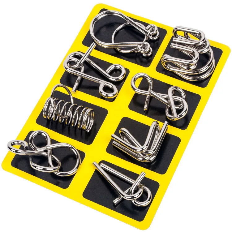 8pcs/Set Materials Metal Montessori Puzzle Wire IQ Mind Brain Teaser Puzzles for Children Adults Anti-Stress Reliever Toys Gifts - Slobuy
