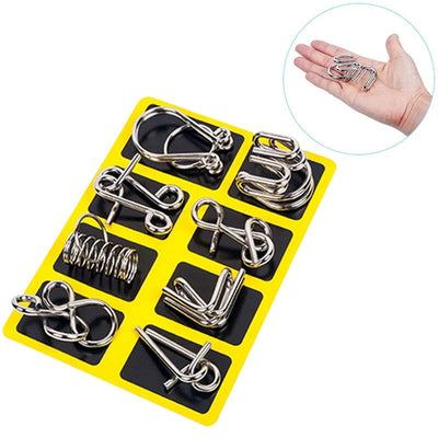 8Pcs/Set Metal Montessori Puzzle Wire IQ Mind Brain Teaser Puzzles Adults Interactive Game Reliever Educational Toys - Slobuy