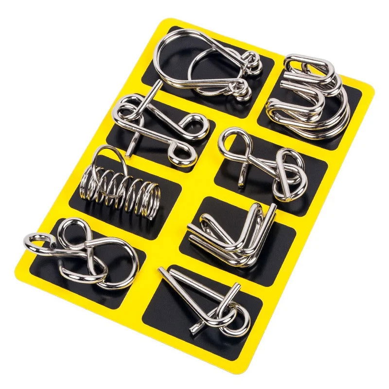 8Pcs/Set Metal Montessori Puzzle Wire IQ Mind Brain Teaser Puzzles Adults Interactive Game Reliever Educational Toys - Slobuy