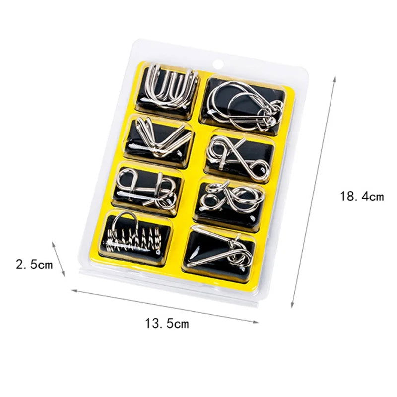 8Pcs/Set Metal Montessori Puzzle Wire IQ Mind Brain Teaser Puzzles Adults Interactive Game Reliever Educational Toys - Slobuy
