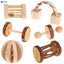 6Pcs/Set Pet Hamster Natural Wooden Chewing Toys Chinchilla Cage Accessories Rabbit Toys Wooden Dumbbell Exercise Bell Roller - Slobuy