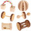 6Pcs/Set Pet Hamster Natural Wooden Chewing Toys Chinchilla Cage Accessories Rabbit Toys Wooden Dumbbell Exercise Bell Roller - Slobuy
