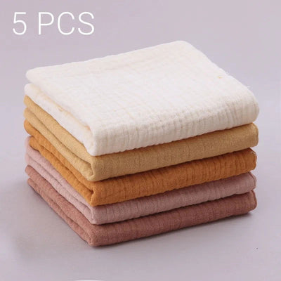 5pcs/Set Square Cotton Baby Face Towel Handkerchief Soft Absorbent Gauze Baby Towel Kids Feeding Bibs Burp Cloths Washcloth - Slobuy