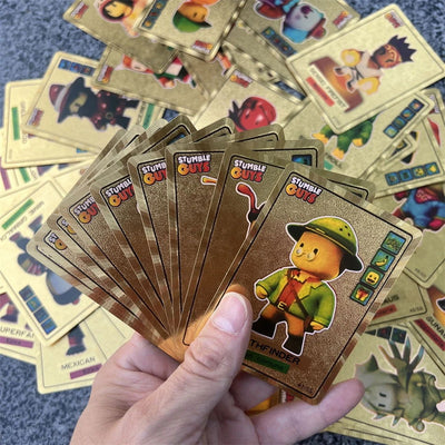 55Pcs/Set Stumble Guys Cards Anime Board Game Gold Silver Foil Shiny Collection Flash Figure Trading Card Birthday Xmas Kid Gift - Slobuy