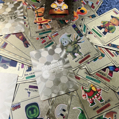 55Pcs/Set Stumble Guys Cards Anime Board Game Gold Silver Foil Shiny Collection Flash Figure Trading Card Birthday Xmas Kid Gift - Slobuy