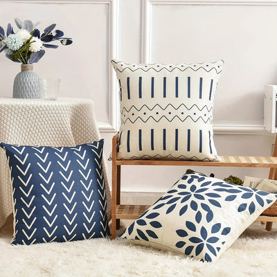 Set of 4 Modern Geometric Pattern Throw Pillow Covers Decorative Linen Cushion Case for Home Decor Couch Bedroom Sofa Chair Car - Slobuy