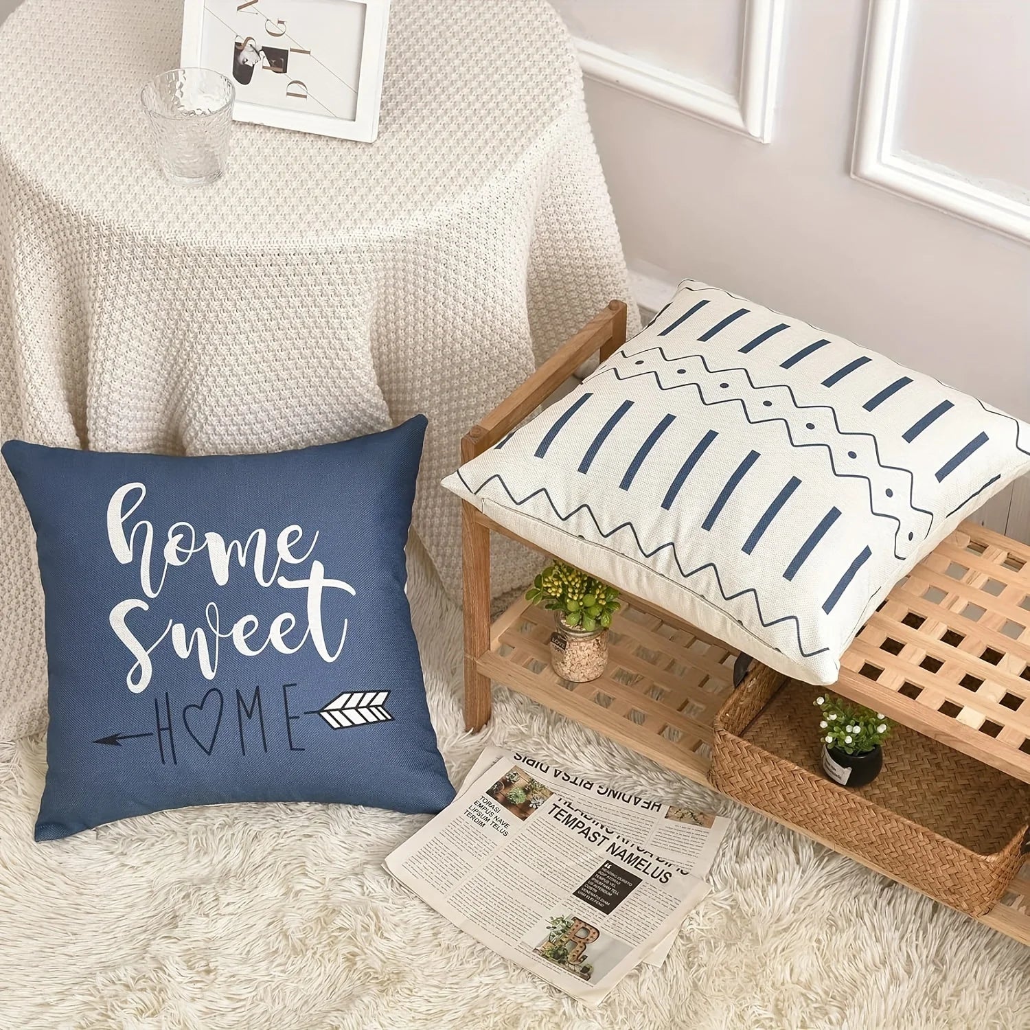 Set of 4 Modern Geometric Pattern Throw Pillow Covers Decorative Linen Cushion Case for Home Decor Couch Bedroom Sofa Chair Car - Slobuy