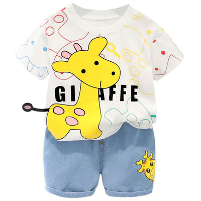 New Summer Baby Girls Clothes Suit Children Boys Fashion Cartoon T-Shirt Shorts 2Pcs/Sets Toddler Casual Costume Kids Tracksuits - Slobuy