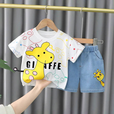 New Summer Baby Girls Clothes Suit Children Boys Fashion Cartoon T-Shirt Shorts 2Pcs/Sets Toddler Casual Costume Kids Tracksuits - Slobuy