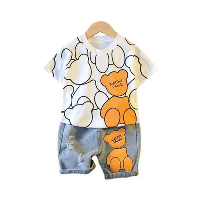 New Summer Baby Girls Clothes Suit Children Boys Fashion Cartoon T-Shirt Shorts 2Pcs/Sets Toddler Casual Costume Kids Tracksuits - Slobuy