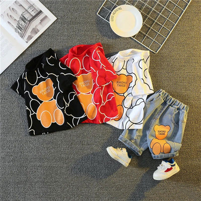 New Summer Baby Girls Clothes Suit Children Boys Fashion Cartoon T-Shirt Shorts 2Pcs/Sets Toddler Casual Costume Kids Tracksuits - Slobuy