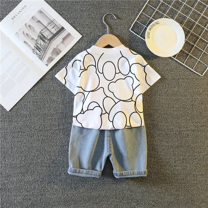 New Summer Baby Girls Clothes Suit Children Boys Fashion Cartoon T-Shirt Shorts 2Pcs/Sets Toddler Casual Costume Kids Tracksuits - Slobuy