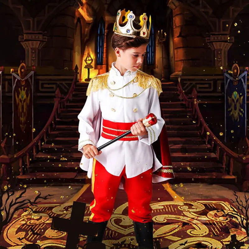 Seven Piece Halloween Children's Role Playing King Costume Fantasy European Royal Costume Christmas Gift Set - Slobuy