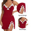 Sexy Sleepwear Women Lace Silk Satin V-Neck Nightgown Split Hem Soft Lingerie Night Dress Sleeveless Sleepwear Female Clothes - Slobuy