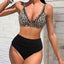 Sexy Solid Bikini Women 2024 High Waist Swimwear Female V neck Swimsuit Striped Bathing Suit Beachwear Summer Bikini Set  Femme - Slobuy