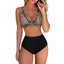Sexy Solid Bikini Women 2024 High Waist Swimwear Female V neck Swimsuit Striped Bathing Suit Beachwear Summer Bikini Set  Femme - Slobuy
