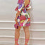 Sexy Tied Detail Backless Tropical Bird Print Dress Women Half Sleeve Backless Night Club Party Dress Elegant Princess Dresses - Slobuy