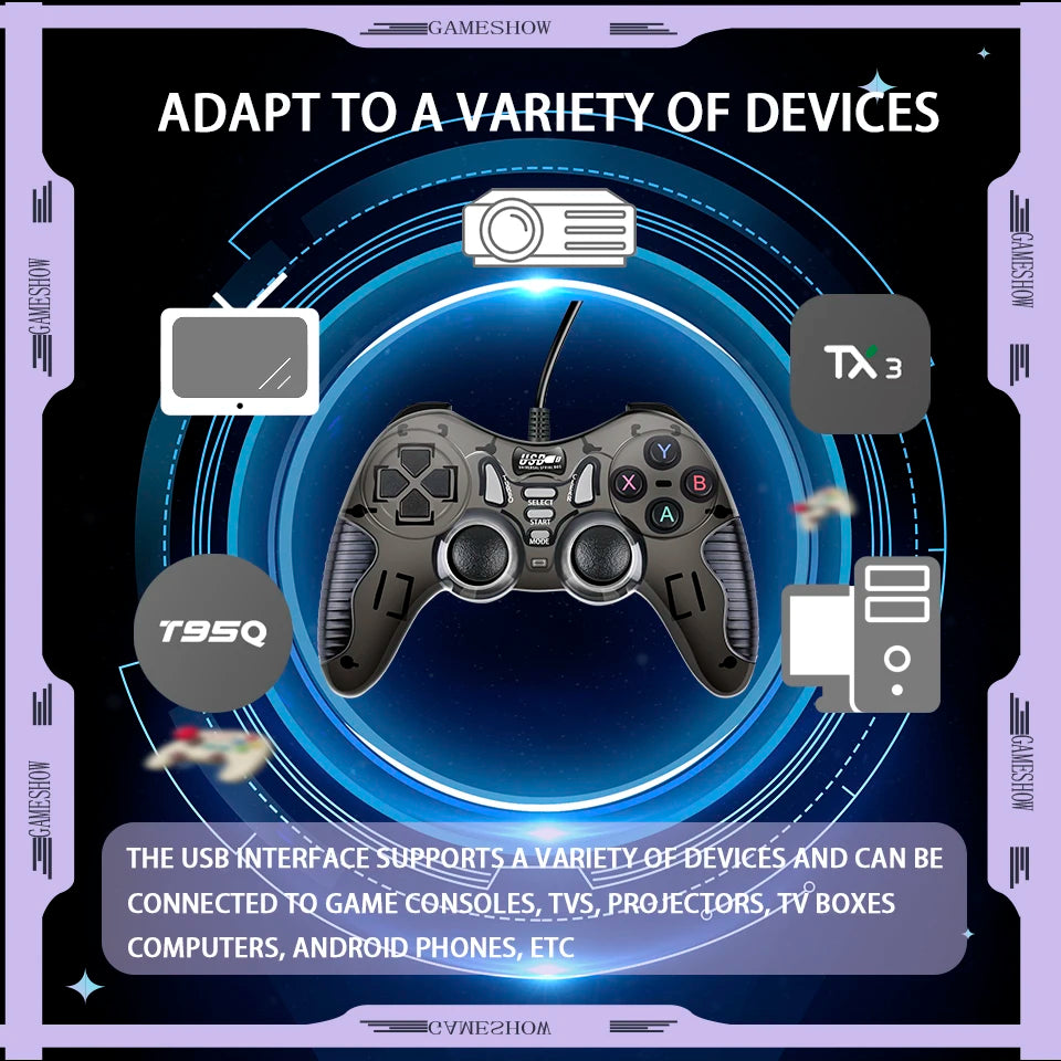 Wired PC Game Controller USB Gaming Gamepad Joystick For Sony PS3/Video Game Console/TV Box/Android Dual Vibration Motor Gamepad