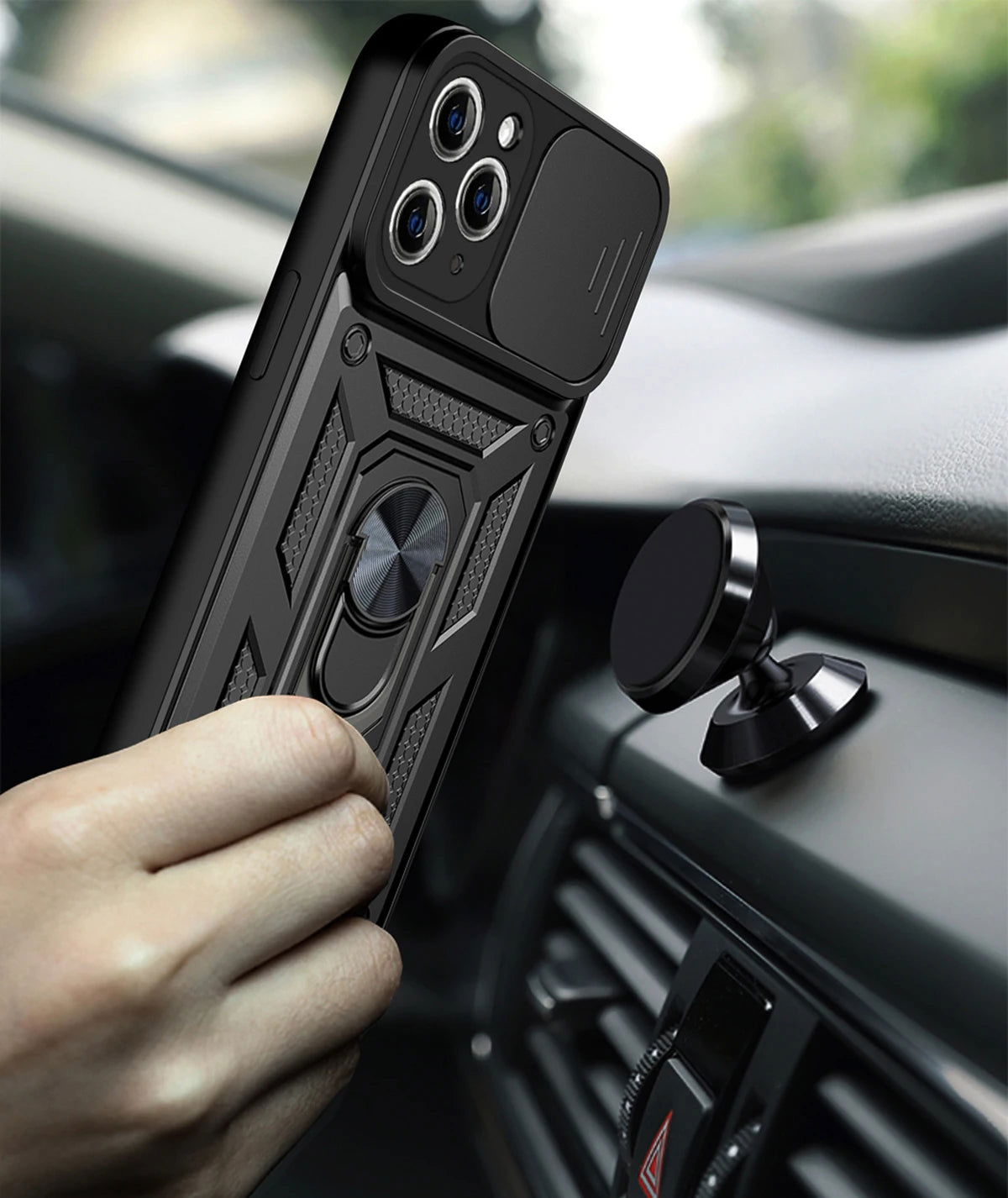 Shockproof Armor Case For iPhone 15 14 13 12 11 Pro Max Mini Car Holder Phone Cover For iphone Xs XR XsMax 7 8 Plus SE2020 Case - Slobuy