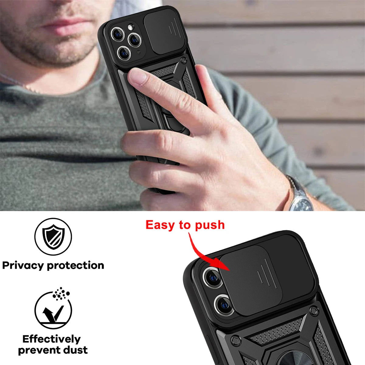 Shockproof Armor Case For iPhone 15 14 13 12 11 Pro Max Mini Car Holder Phone Cover For iphone Xs XR XsMax 7 8 Plus SE2020 Case - Slobuy