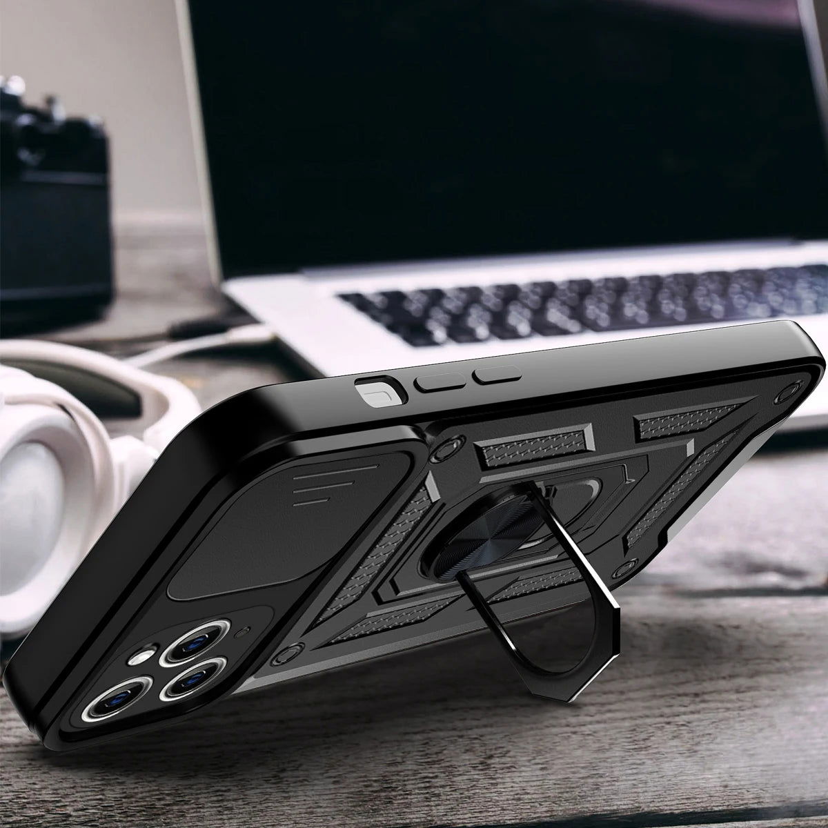 Shockproof Armor Case For iPhone 15 14 13 12 11 Pro Max Mini Car Holder Phone Cover For iphone Xs XR XsMax 7 8 Plus SE2020 Case - Slobuy