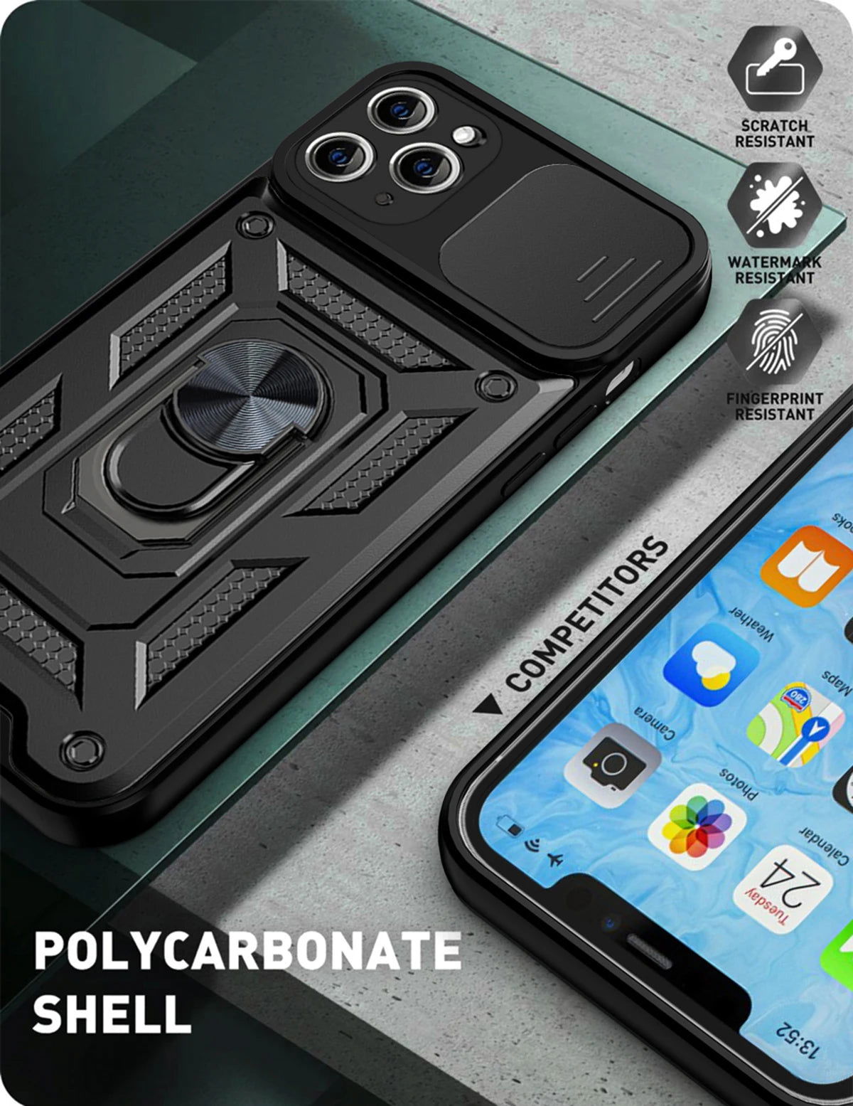 Shockproof Armor Case For iPhone 15 14 13 12 11 Pro Max Mini Car Holder Phone Cover For iphone Xs XR XsMax 7 8 Plus SE2020 Case - Slobuy