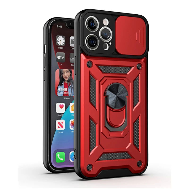 Shockproof Armor Case For iPhone 15 14 13 12 11 Pro Max Mini Car Holder Phone Cover For iphone Xs XR XsMax 7 8 Plus SE2020 Case - Slobuy