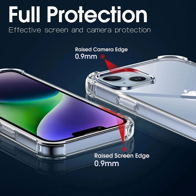 Shockproof Clear Phone Case For iPhone 15 14 11 13 12 Pro Max 7 8 Plus X XR XS Soft Silicone Protection Transparent Accessories - Slobuy