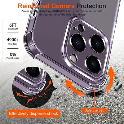 Shockproof Silicone Clear Phone Case for IPhone 12 13 11 14 Pro Max Mini Lens Protection Back Case for IPhone XS MAX XR 7 8 Plus - Slobuy