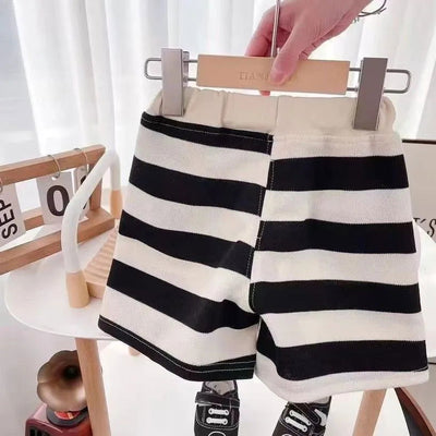 Short-sleeved Set Striped T-shirt +Shorts Boys Summer Trendy Costume Babies Fashion Round Neck Tracksuits Children's Clothing - Slobuy