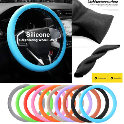 Silicone Car Steering Wheel Cover Elastic Protetive Cover Multi Color Auto interior Silica Gel Decoration Covers For Men Women - Slobuy