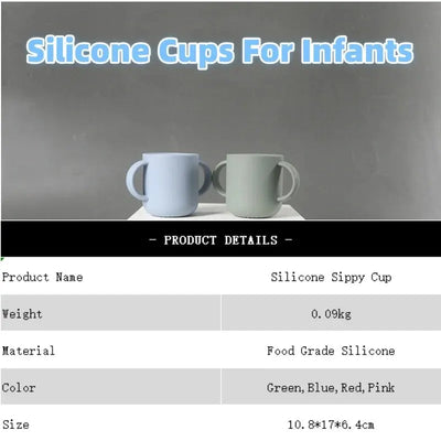 Silicone Cups For Infants And Young Children, Learning And Drinking Water Cups, Double Ear Cups, Endurance Training Cups - Slobuy