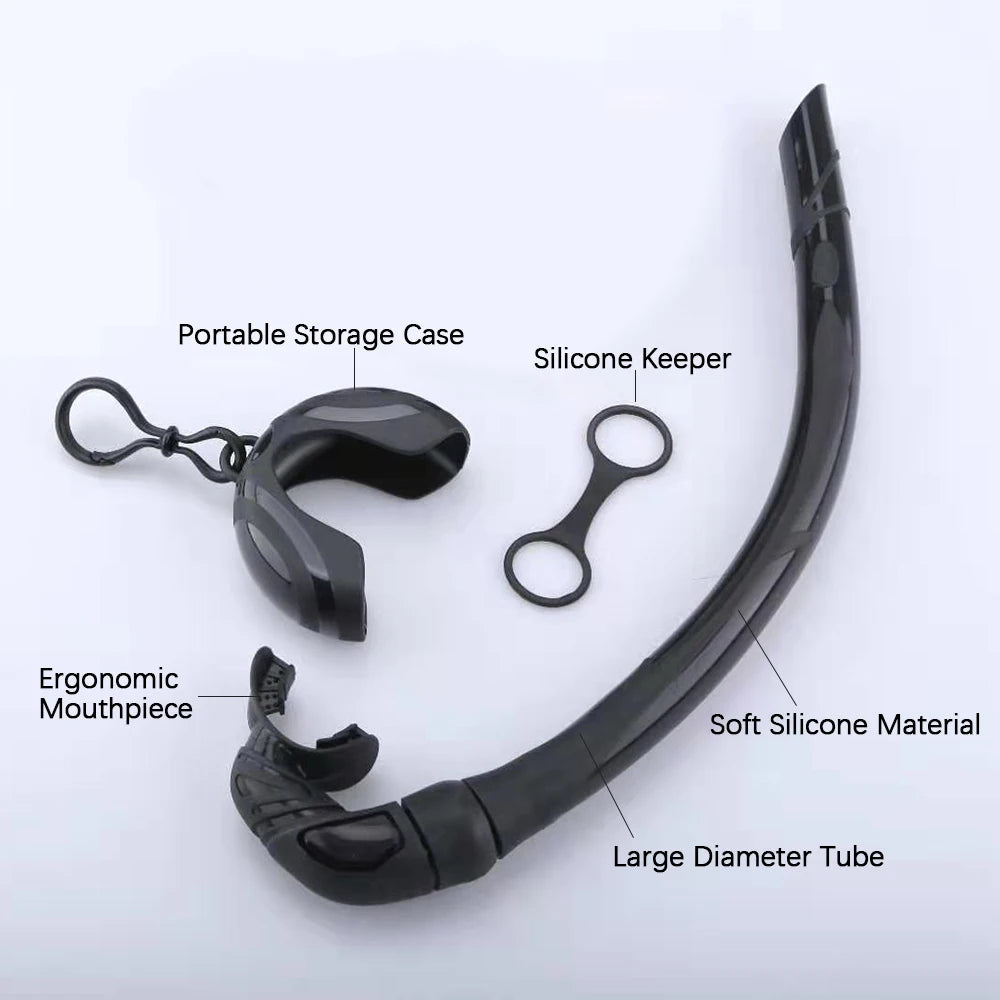 Silicone Foldable Snorkel Tube with Compact Storage Case Unisex Roll Up Snorkel Wet Breathing Tube For Snorkeling Water Sports - Slobuy