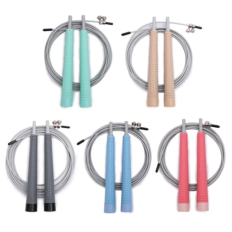 Silicone Handle Jump Rope Fitness PVC Sports Steel Wire Skipping Ropes Crossfit Adjustable Exercise Workout Skipping Equipment - Slobuy