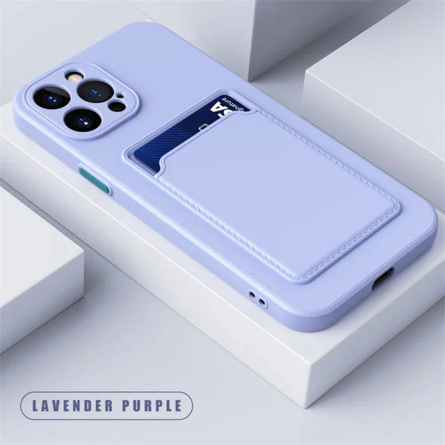 Silicone Wallet Phone Case For iPhone 15 14 13 12 11 Pro Max Card Slot Shockproof Protection Cover 14 Plus 13 Pro Max Accessory - Slobuy