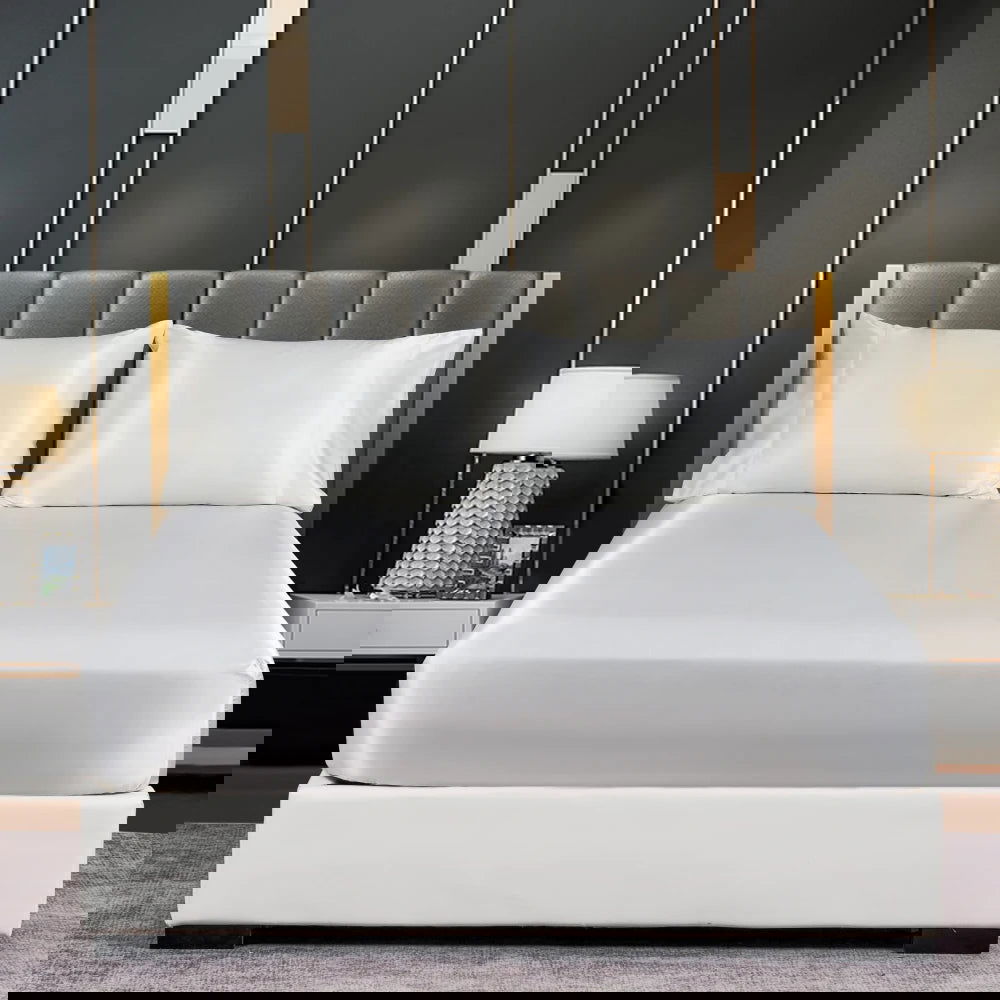 Silky Fitted Bed Sheet with Elastic Band Luxury Anti-slip Adjustable Mattress Cover for Single Couple Double Bed - Slobuy