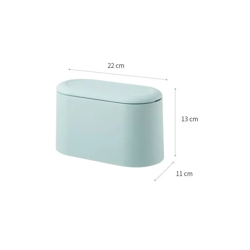 Simple Desktop Trash Bin Mini Durable Storage Bucket Can Automatic Pop-up Lid For Dressing Tables Home Office Garbage Bucket - Slobuy