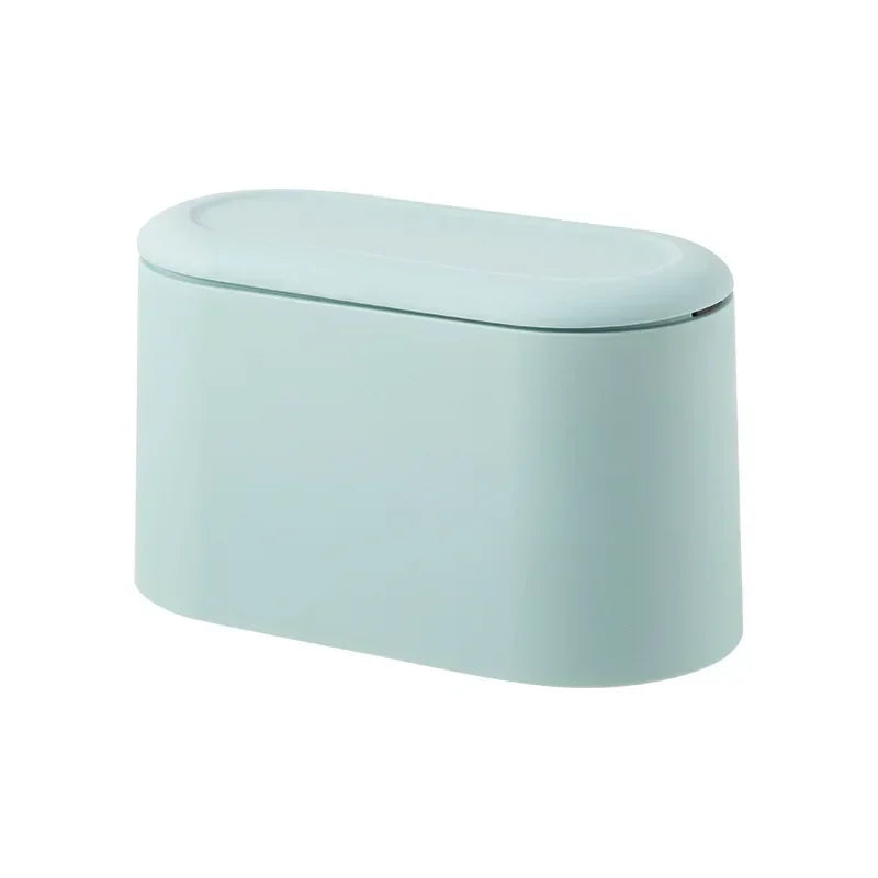 Simple Desktop Trash Bin Mini Durable Storage Bucket Can Automatic Pop-up Lid For Dressing Tables Home Office Garbage Bucket - Slobuy