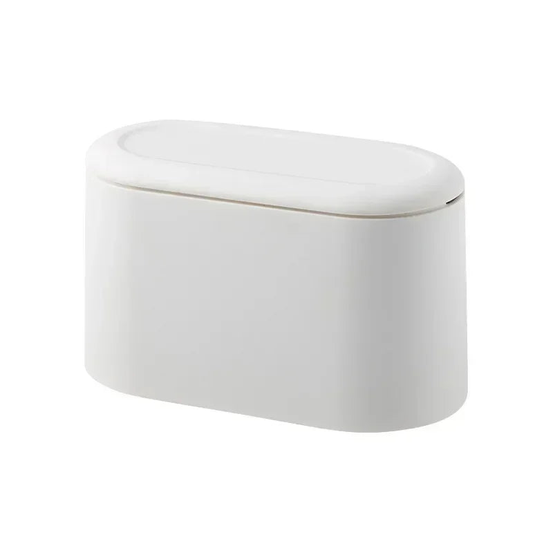 Simple Desktop Trash Bin Mini Durable Storage Bucket Can Automatic Pop-up Lid For Dressing Tables Home Office Garbage Bucket - Slobuy