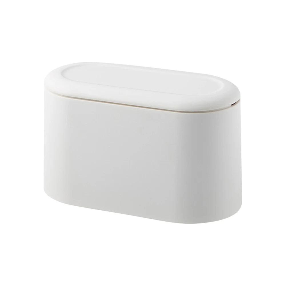 Simple Desktop Trash Bucket Mini Durable Storage Bucket Can Automatic Pop-up Lid For Dressing Tables Home Office Garbage Bucket - Slobuy