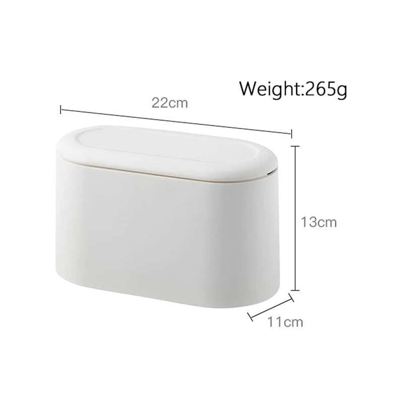Simple Desktop Trash Bucket Mini Durable Storage Bucket Can Automatic Pop-up Lid For Dressing Tables Home Office Garbage Bucket - Slobuy