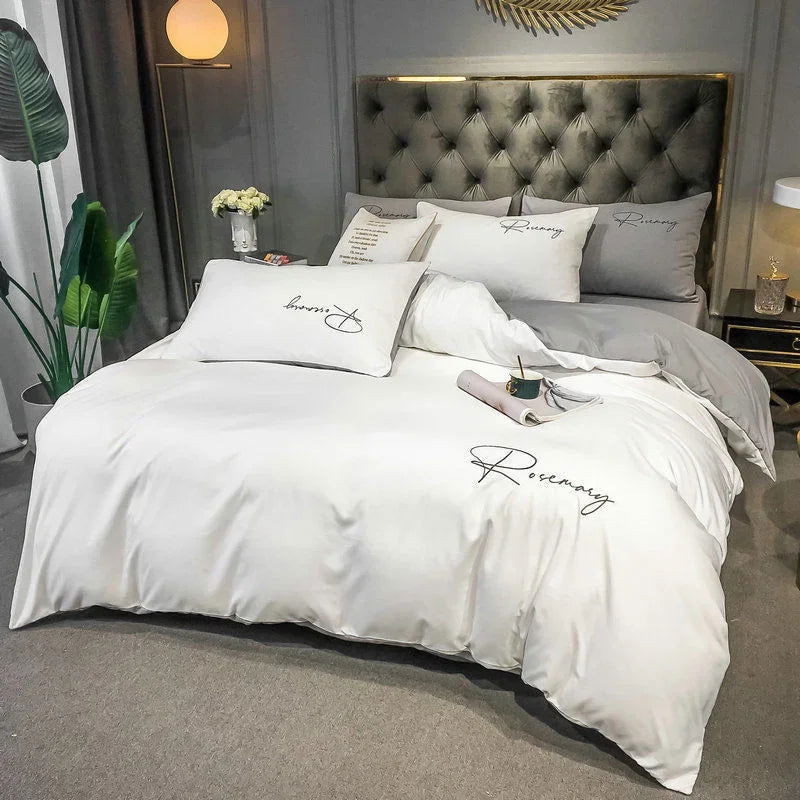 Simple High Quality Embroidered Duvet Cover Queen Washed King Quilt Cover 220x240 Soft Comforter Covers 150x200 No Pillowcase - Slobuy