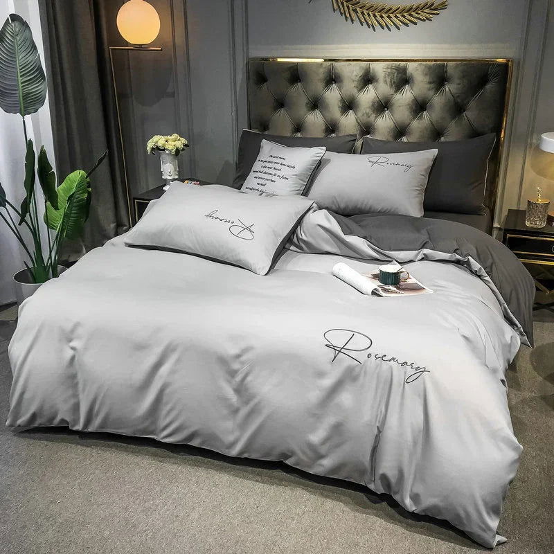 Simple High Quality Embroidered Duvet Cover Queen Washed King Quilt Cover 220x240 Soft Comforter Covers 150x200 No Pillowcase - Slobuy
